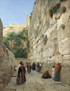 Die Klagemauer Jerusalem Gustav Bauernfeind Gustav Bauernfeind Orientalist Ölgemälde